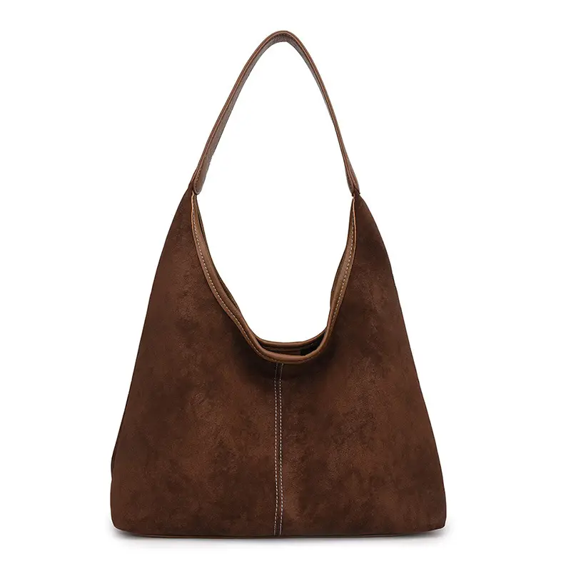 Women's Brown Suede Shoulder Bag Large Capacity