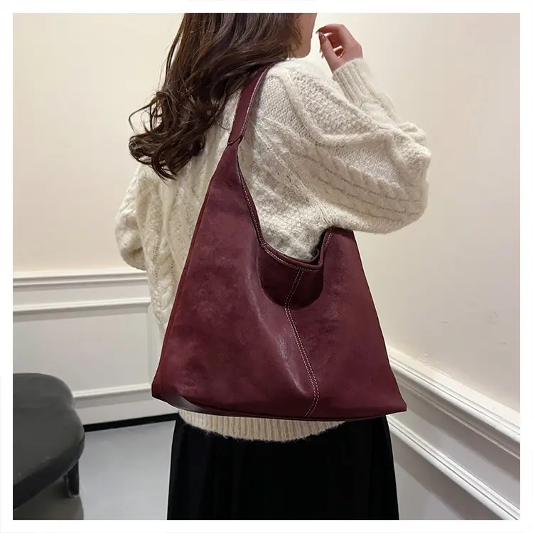 Women's Brown Suede Shoulder Bag Large Capacity — feature 13