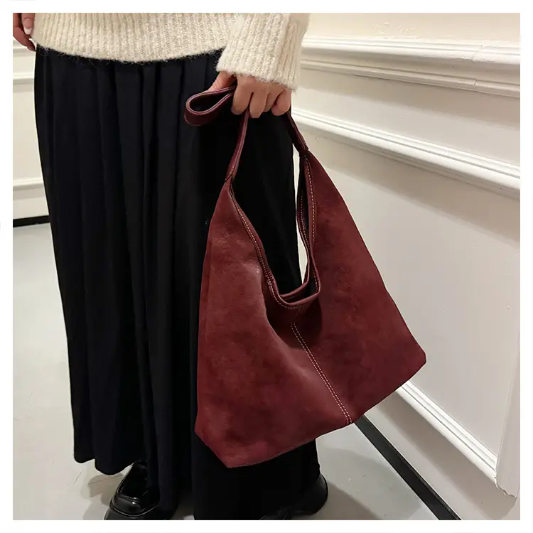 Women's Brown Suede Shoulder Bag Large Capacity — feature 15
