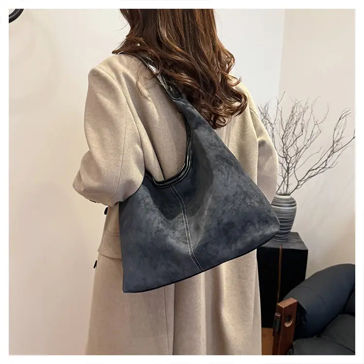 Women's Brown Suede Shoulder Bag Large Capacity — feature 17