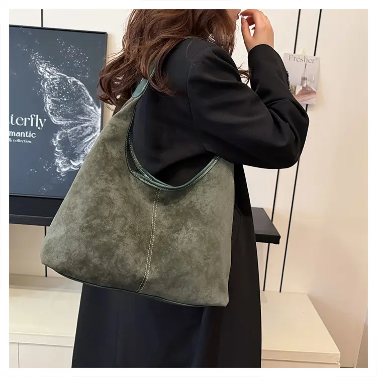 Women's Brown Suede Shoulder Bag Large Capacity — feature 20