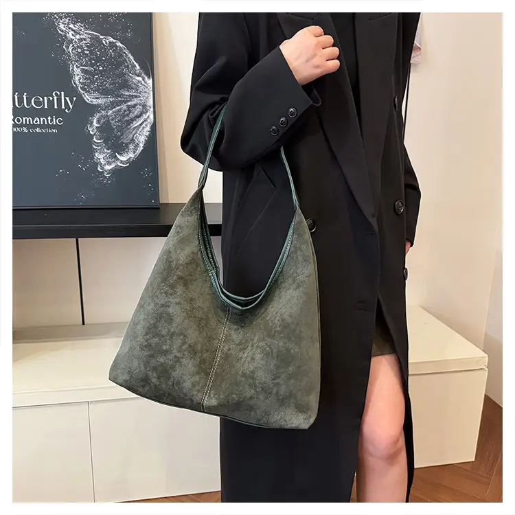 Women's Brown Suede Shoulder Bag Large Capacity — feature 21