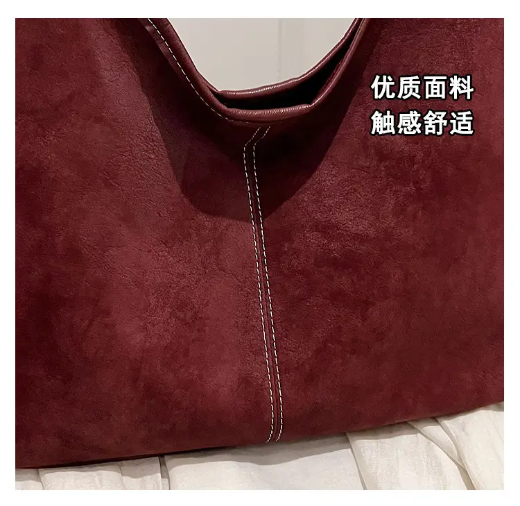 Women's Brown Suede Shoulder Bag Large Capacity — feature 6