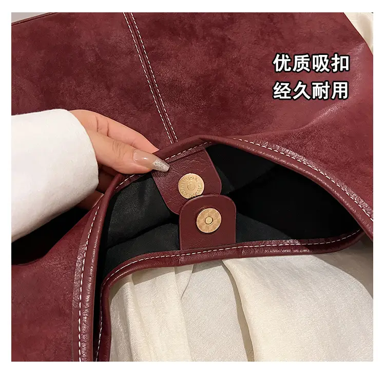 Women's Brown Suede Shoulder Bag Large Capacity — feature 7
