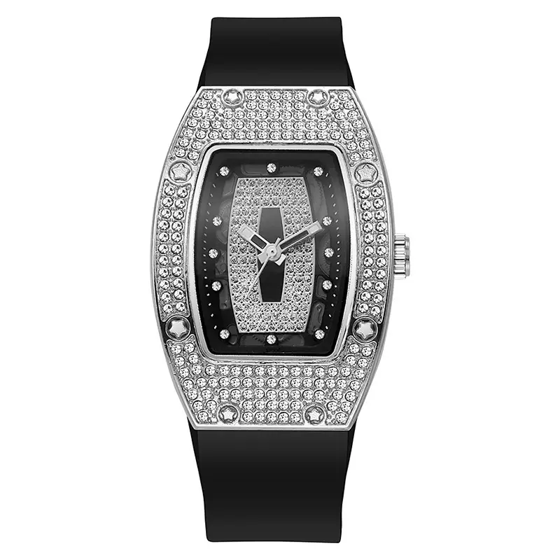 Women's Diamond Encrusted Quartz Watch Silicone Band - Image 2