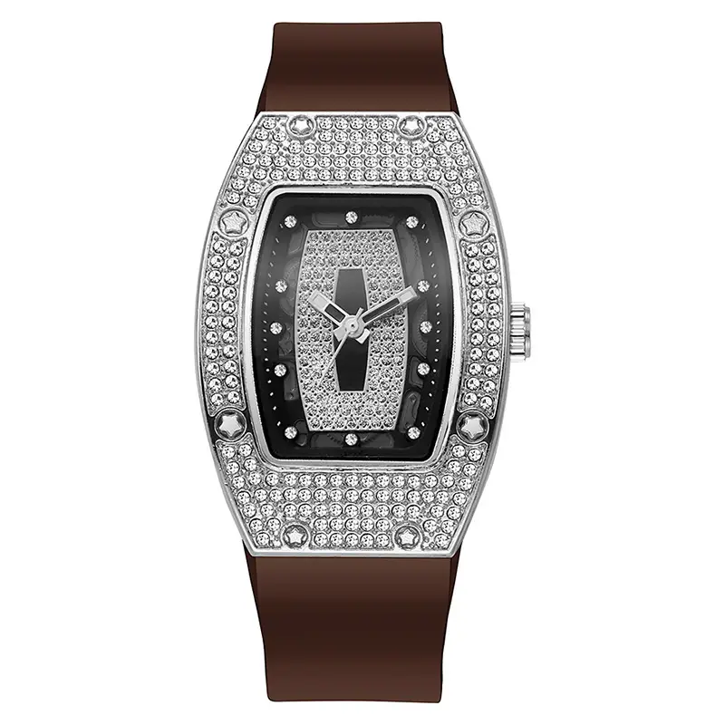 Women's Diamond Encrusted Quartz Watch Silicone Band - Image 4