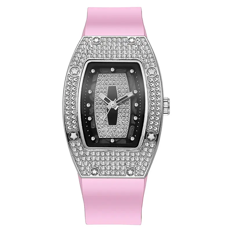 Women's Diamond Encrusted Quartz Watch Silicone Band - Image 6