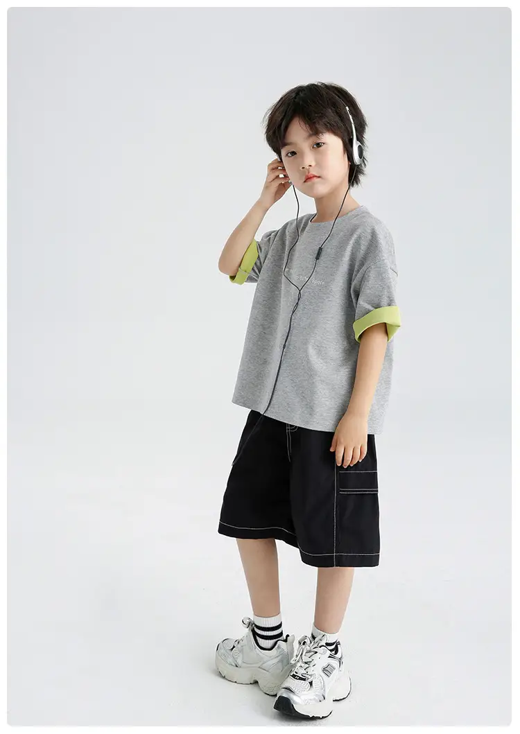Kids Summer T-Shirt Short Sleeve Purple White — feature 12