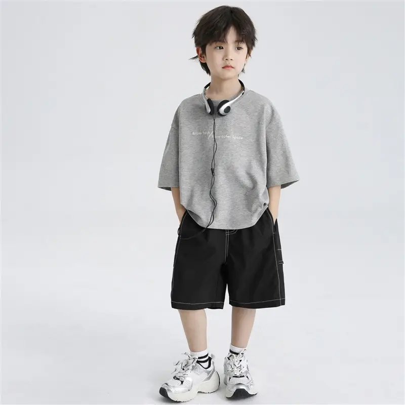 Kids Summer T-Shirt Short Sleeve Purple White - Image 2