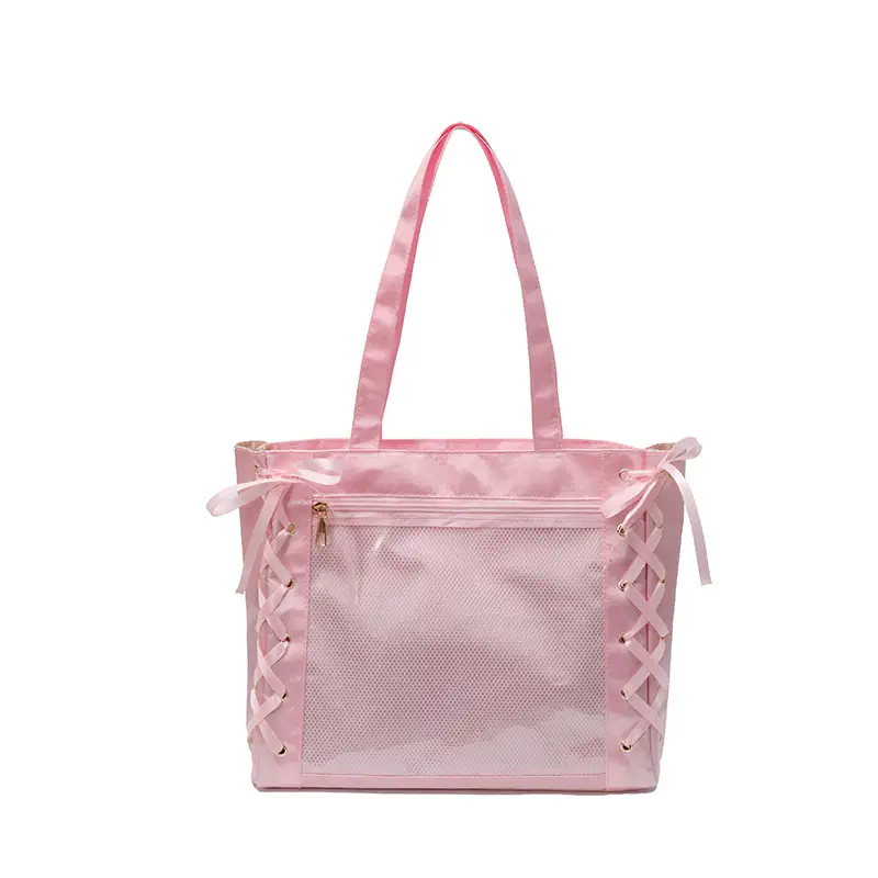 Pink Bow Tie Shoulder Tote Bag Large Capacity Daily Commute - Image 10