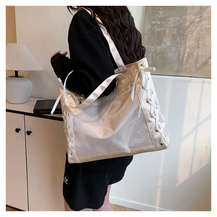 Pink Bow Tie Shoulder Tote Bag Large Capacity Daily Commute — feature 10