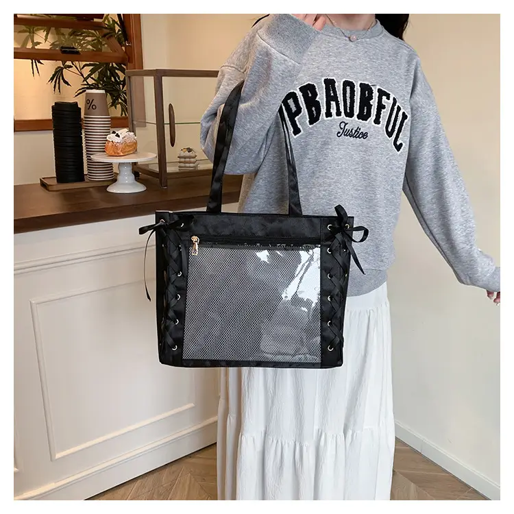 Pink Bow Tie Shoulder Tote Bag Large Capacity Daily Commute — feature 13