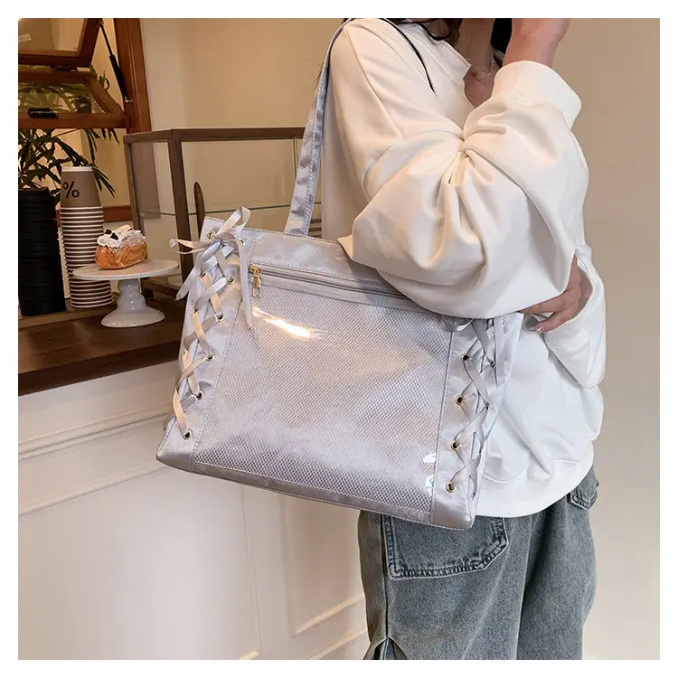 Pink Bow Tie Shoulder Tote Bag Large Capacity Daily Commute — feature 16