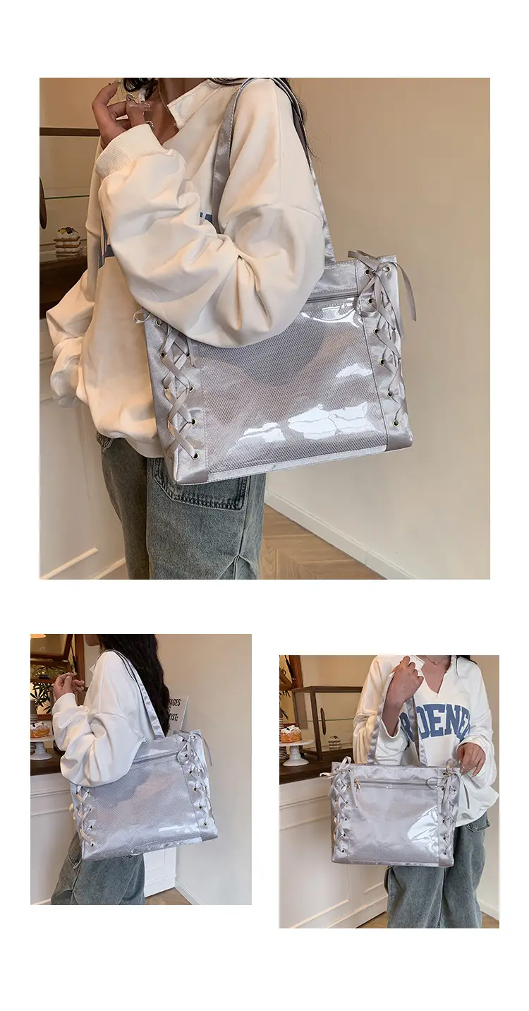 Pink Bow Tie Shoulder Tote Bag Large Capacity Daily Commute — feature 19