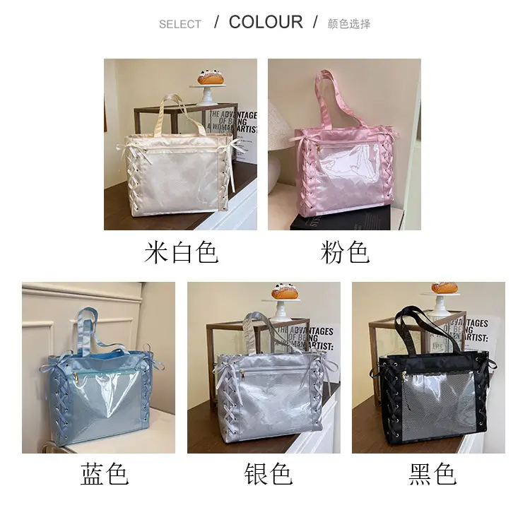 Pink Bow Tie Shoulder Tote Bag Large Capacity Daily Commute — feature 4