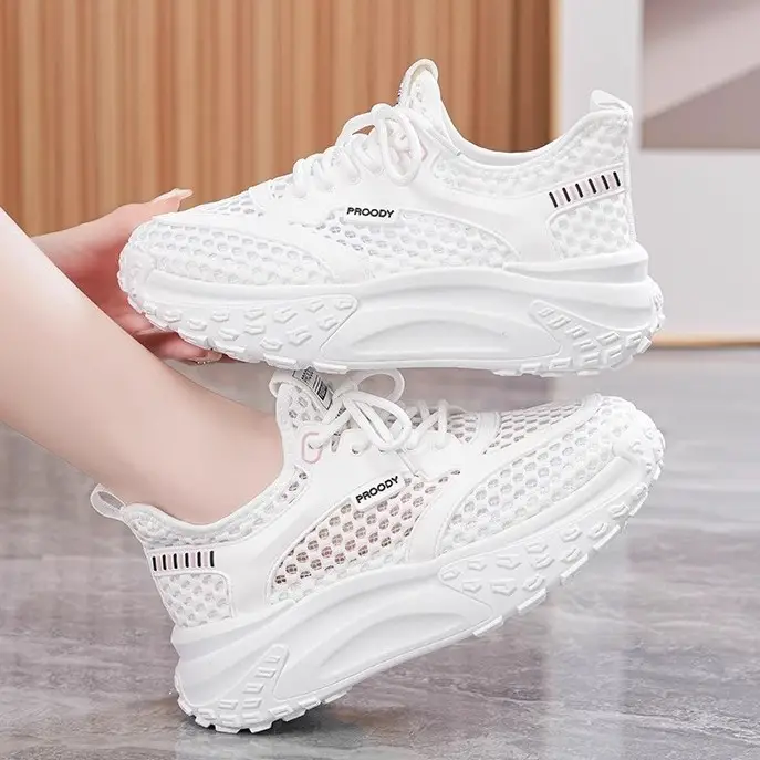 Women Mesh Breathable Running Shoes White 2025