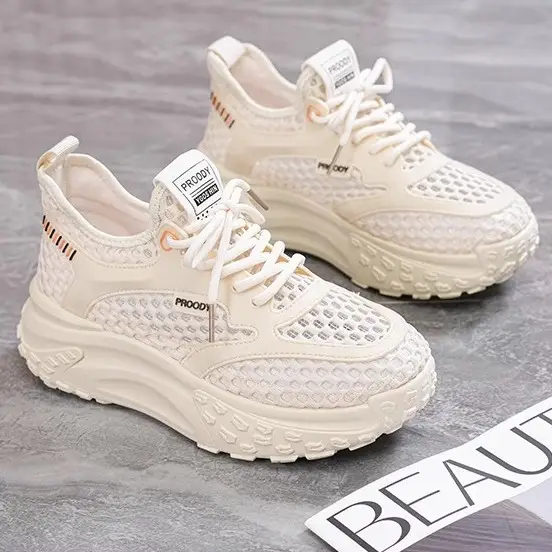 Women Mesh Breathable Running Shoes White 2025