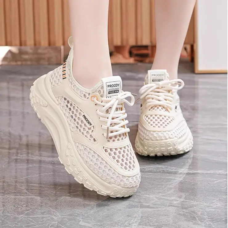 Women Mesh Breathable Running Shoes White 2025