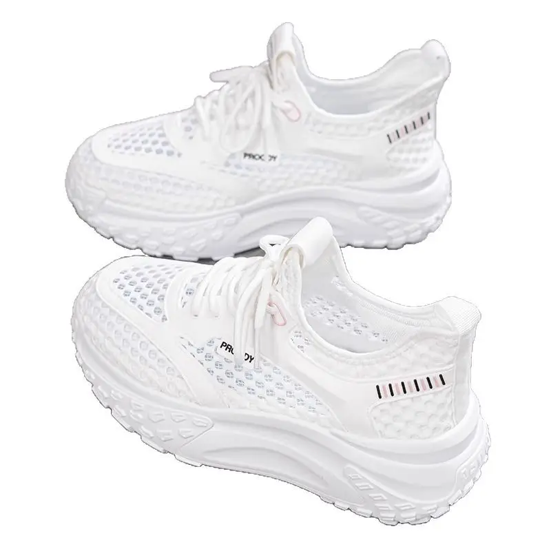Women Mesh Breathable Running Shoes White 2025