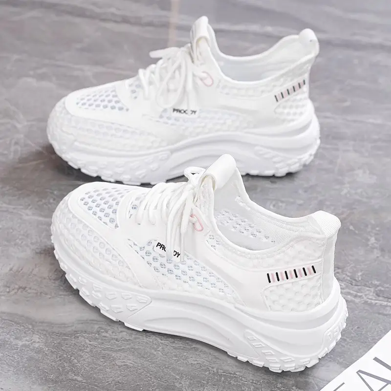 Women Mesh Breathable Running Shoes White 2025