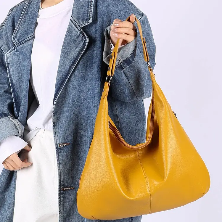Large Capacity Leather Tote Bag for Women European American Retro Design