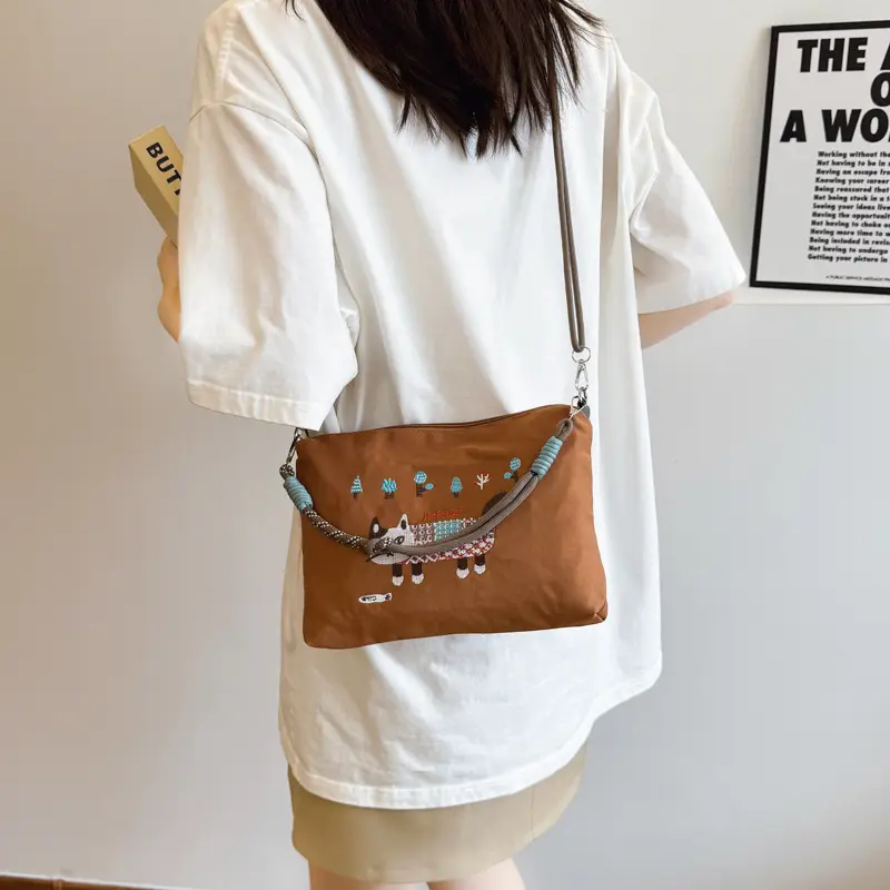 Women's Embroidered Crossbody Bag Olive Green 2025 Spring - Image 6