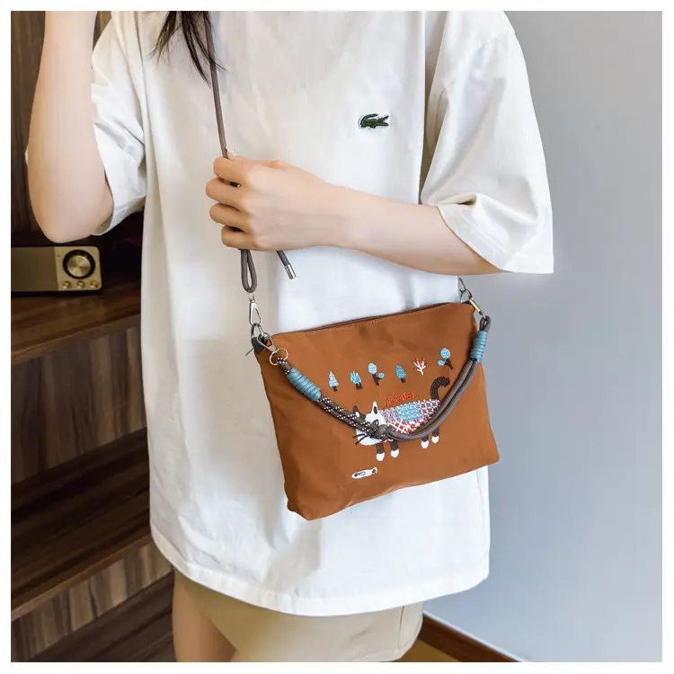 Women's Embroidered Crossbody Bag Olive Green 2025 Spring — feature 16