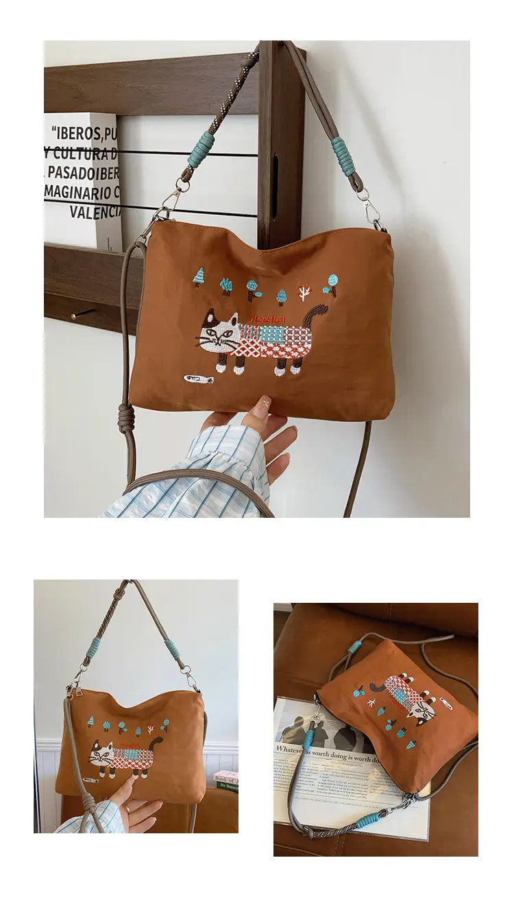 Women's Embroidered Crossbody Bag Olive Green 2025 Spring — feature 18