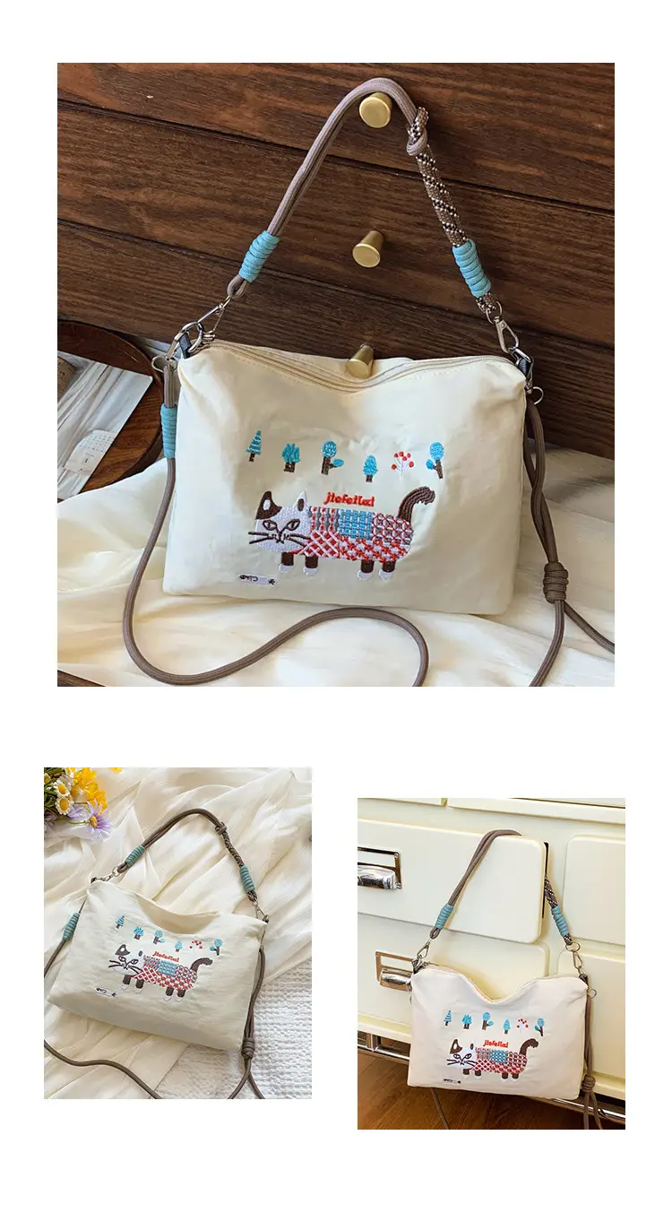 Women's Embroidered Crossbody Bag Olive Green 2025 Spring — feature 19