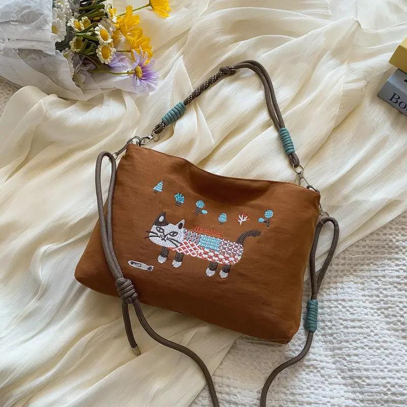 Women's Embroidered Crossbody Bag Olive Green 2025 Spring - Image 2