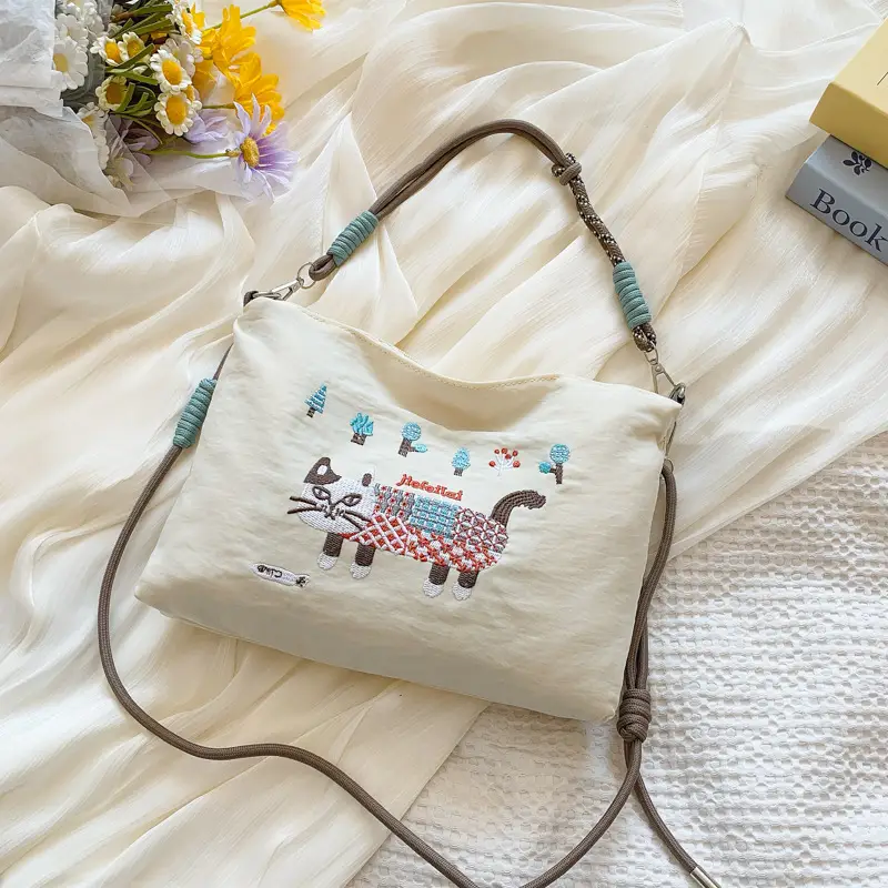 Women's Embroidered Crossbody Bag Olive Green 2025 Spring - Image 3
