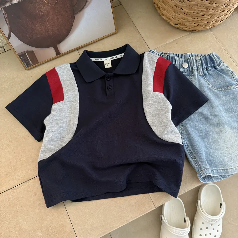 Boys Polo Shirt Navy Red Grey Medium Large Kids