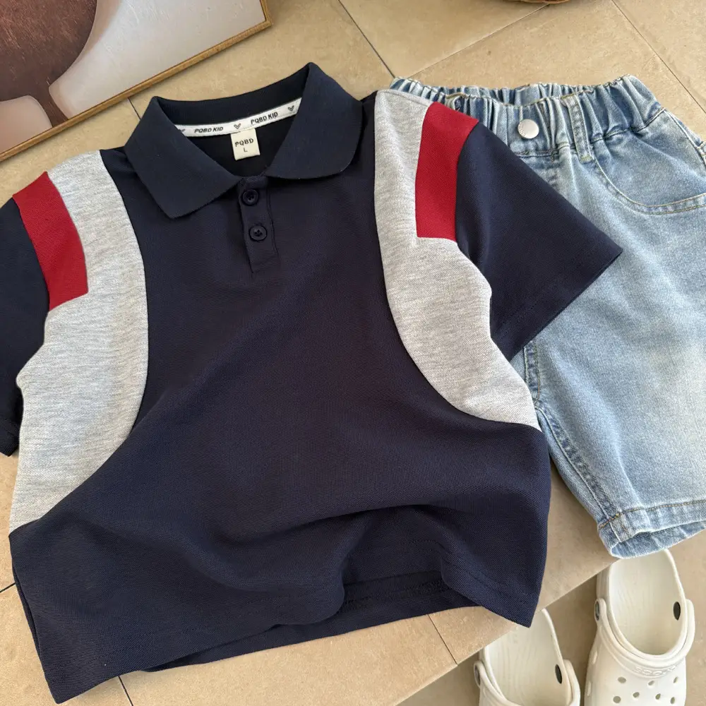 Boys Polo Shirt Navy Red Grey Medium Large Kids