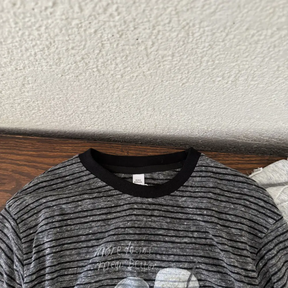 Girls Grey Striped T-Shirt with Graphic Print — feature 10