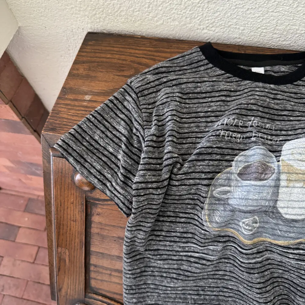 Girls Grey Striped T-Shirt with Graphic Print — feature 4