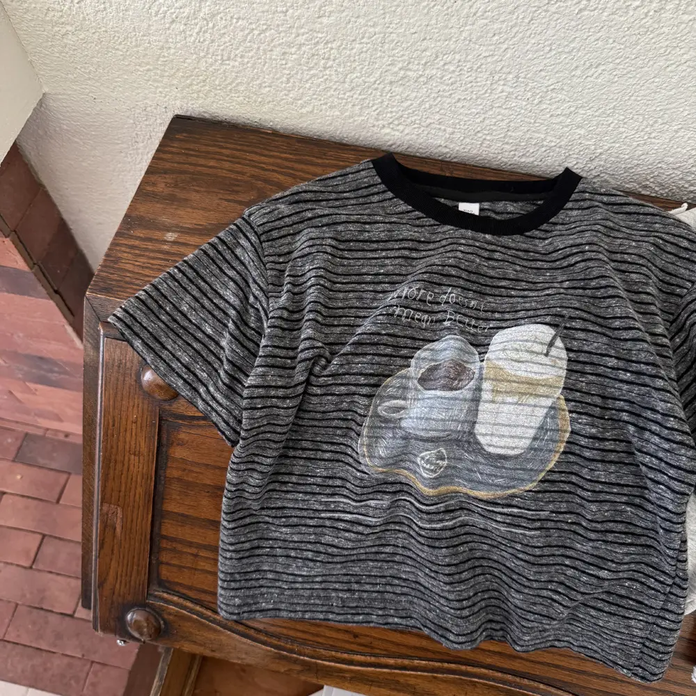 Girls Grey Striped T-Shirt with Graphic Print — feature 8