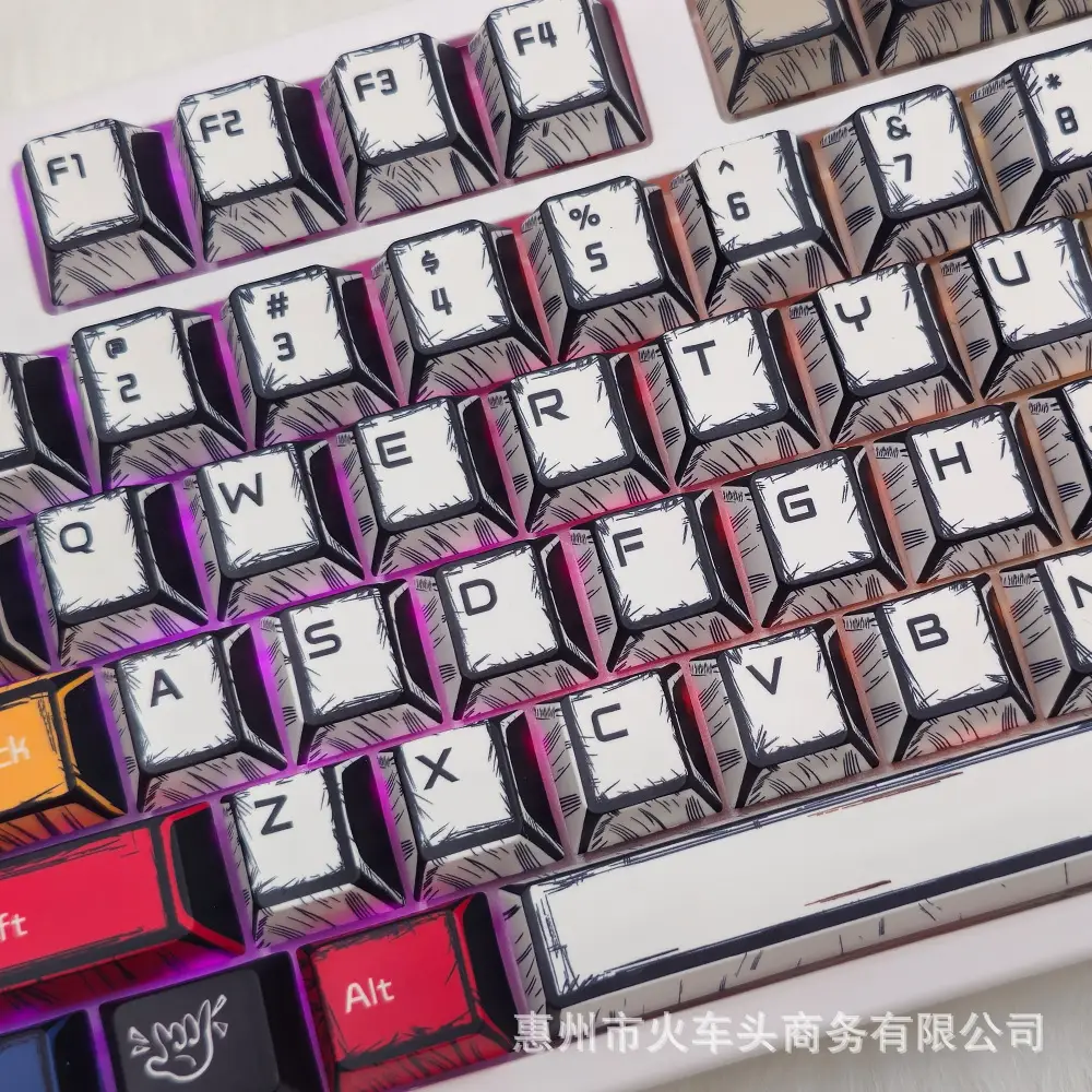 Comic Style Graffiti Keycap Original Pbt Five-Sided Sublimation Mechanical Keyboard Cap Adapted to 68/84/87/98/108