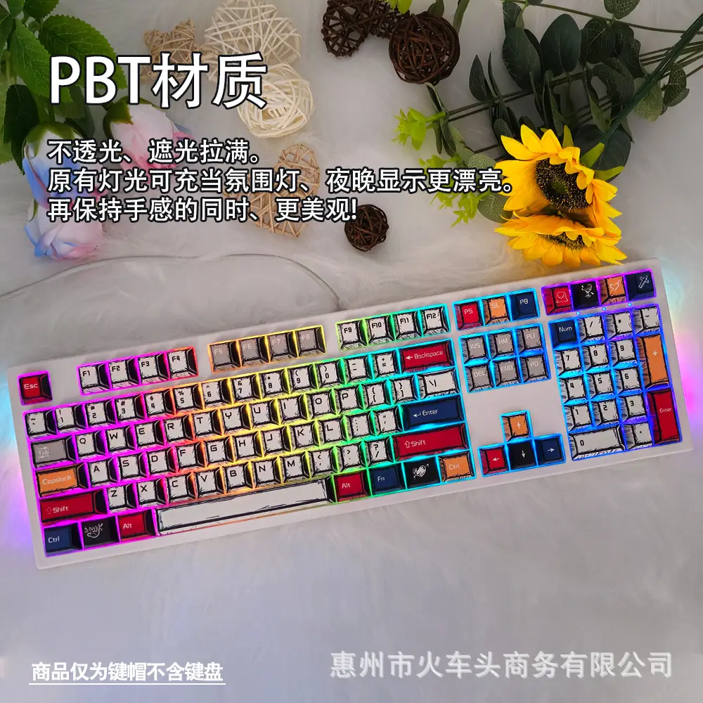 Comic Style Graffiti Keycap Original Pbt Five-Sided Sublimation Mechanical Keyboard Cap Adapted to 68/84/87/98/108