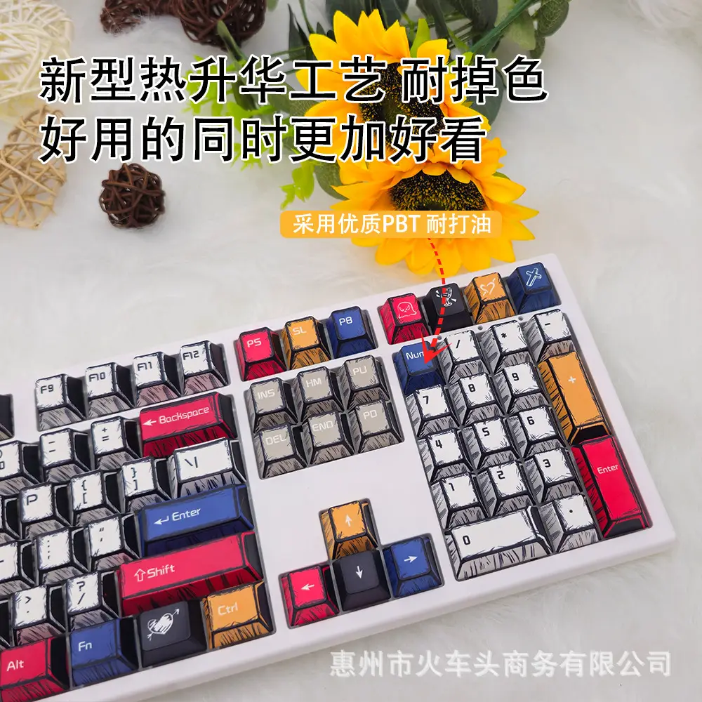 Comic Style Graffiti Keycap Original Pbt Five-Sided Sublimation Mechanical Keyboard Cap Adapted to 68/84/87/98/108 — feature 6