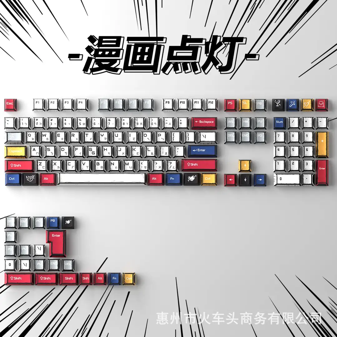 Comic Style Graffiti Keycap Original Pbt Five-Sided Sublimation Mechanical Keyboard Cap Adapted to 68/84/87/98/108