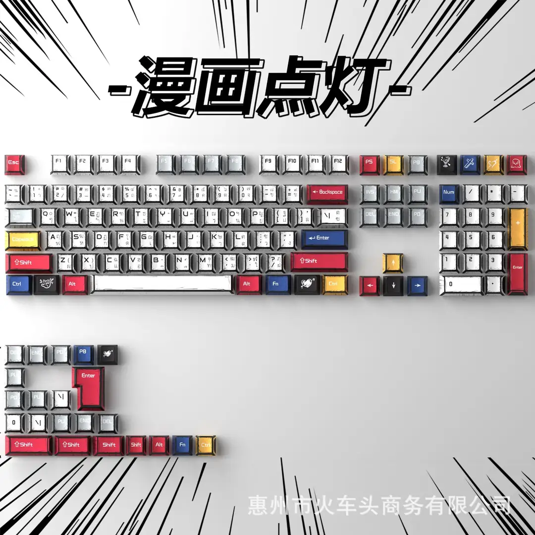 Comic Style Graffiti Keycap Original Pbt Five-Sided Sublimation Mechanical Keyboard Cap Adapted to 68/84/87/98/108