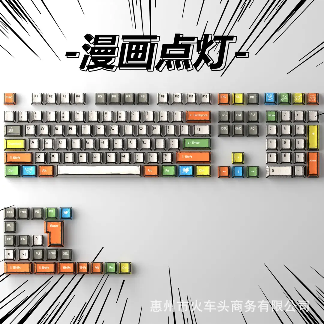 Comic Style Graffiti Keycap Original Pbt Five-Sided Sublimation Mechanical Keyboard Cap Adapted to 68/84/87/98/108