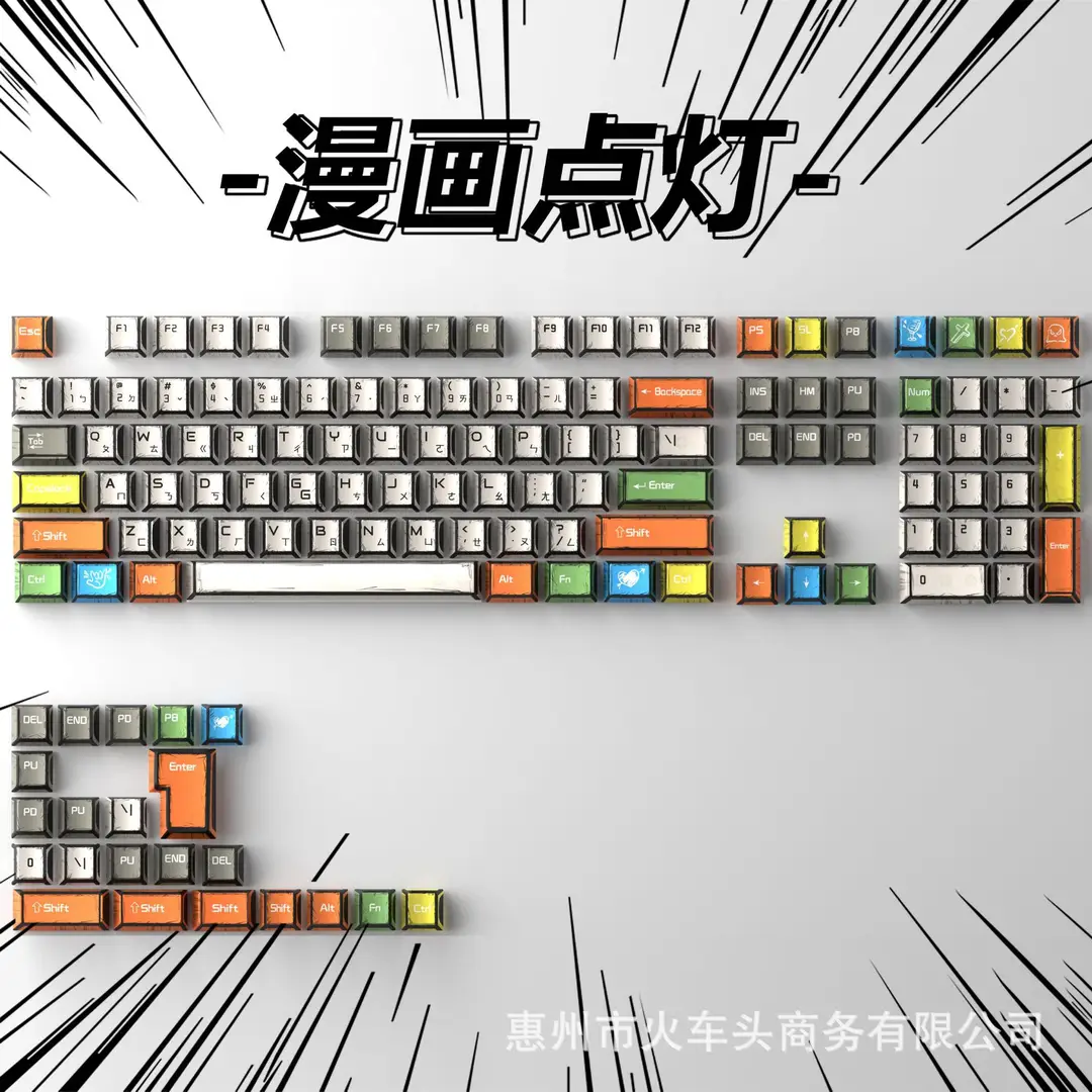 Comic Style Graffiti Keycap Original Pbt Five-Sided Sublimation Mechanical Keyboard Cap Adapted to 68/84/87/98/108