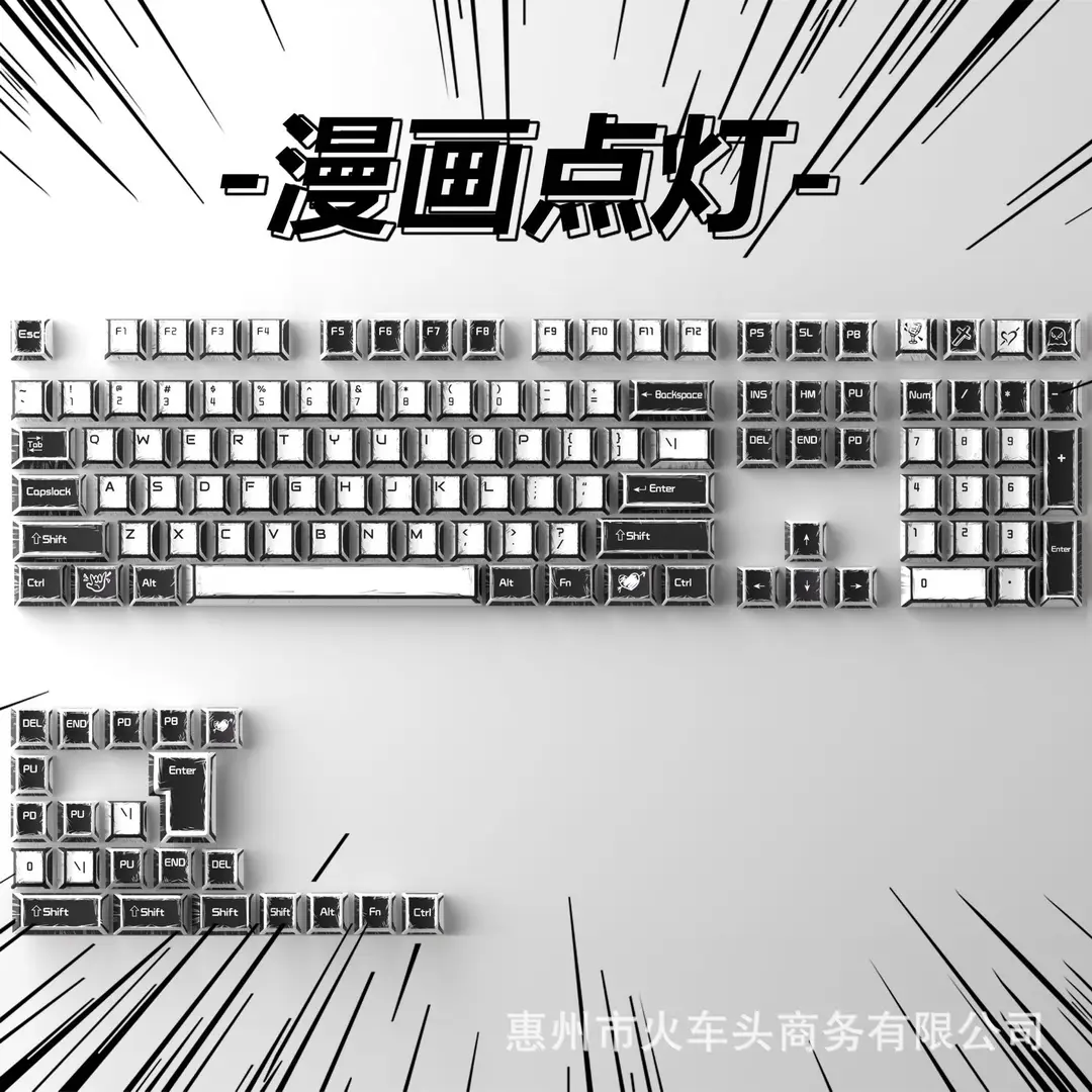 Comic Style Graffiti Keycap Original Pbt Five-Sided Sublimation Mechanical Keyboard Cap Adapted to 68/84/87/98/108
