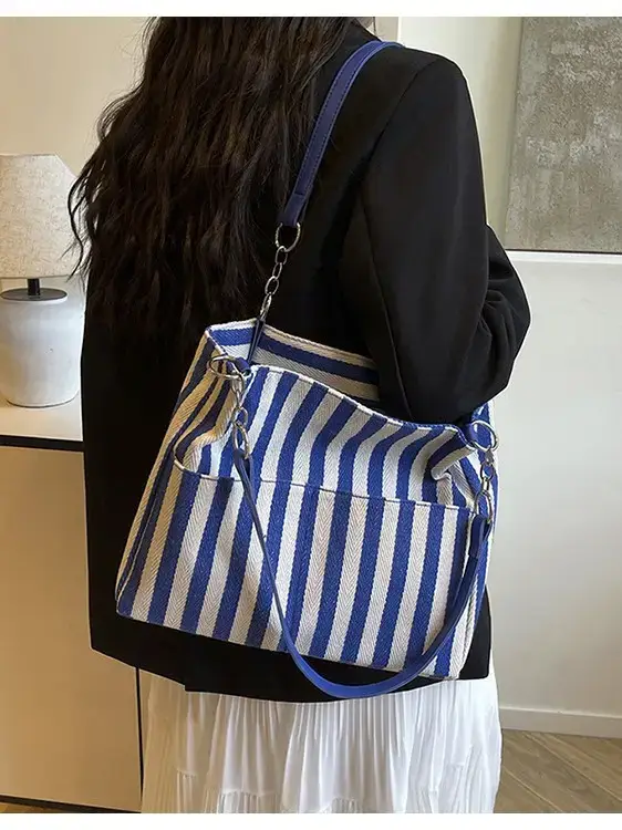 Cross-Border Korean Large Striped Tote Bag