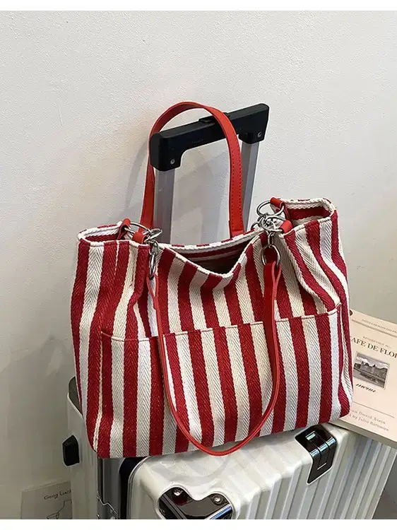 Cross-Border Korean Large Striped Tote Bag
