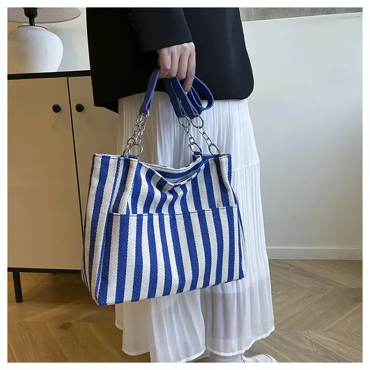 Cross-Border Korean Large Striped Tote Bag — feature 12