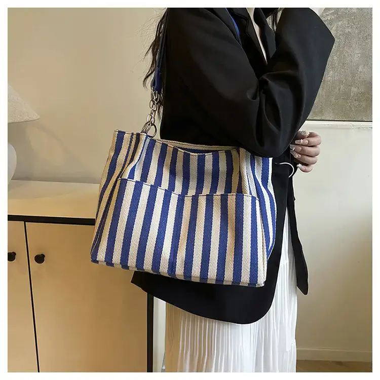 Cross-Border Korean Large Striped Tote Bag — feature 8