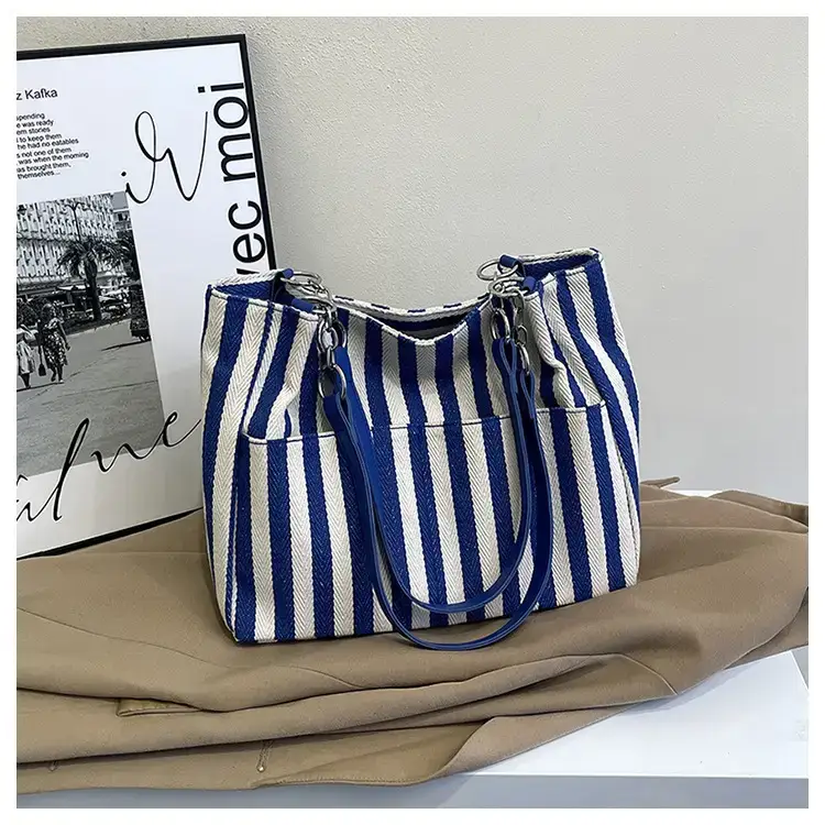 Cross-Border Korean Large Striped Tote Bag