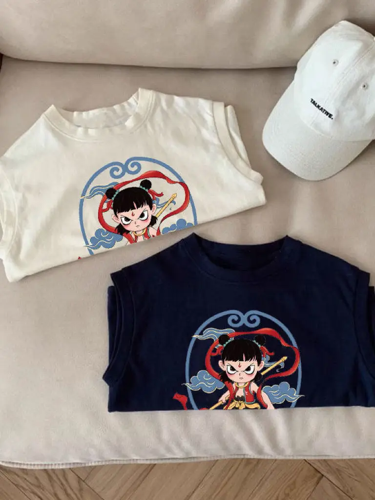 Nezha Cartoon T-Shirt for Girls Boys Cotton Short Sleeve - Image 8